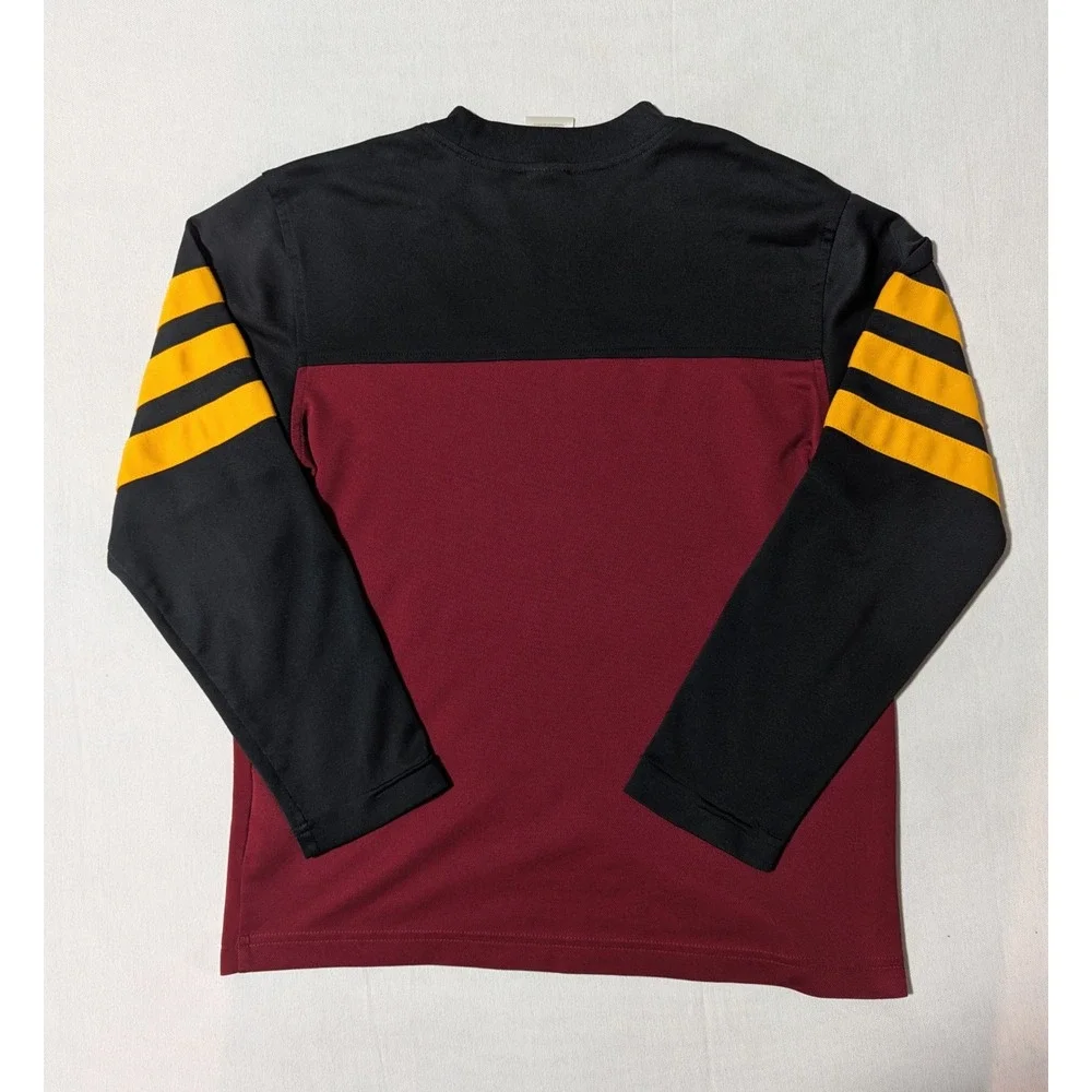Vintage Y2K Adidas Long Sleeve Shirt Youth M Medium Maroon Black Yellow 2005